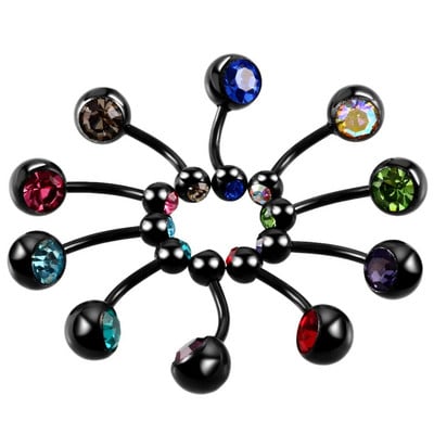 10Pcs/lot Surgical Steel Belly Button Rings CZ Crystal Navel Piercing Mixed Colors Ombligo Pircing Sexy Women Body Jewelry 14G
