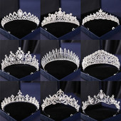 Ασημί Χρώμα Crysta Crowns and Tiaras Baroque Vintage Crown Tiara για Γυναικείες Διαδηλώσεις Νύφης Διαδήμων Γάμου Αξεσουάρ μαλλιών