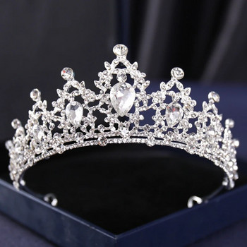 Сребърен цвят Crysta корони и диадеми барокова ретро корона тиара за жени булка конкурс бал диадема сватбени аксесоари за коса