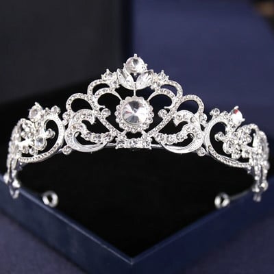 Ασημί Χρώμα Crysta Crowns and Tiaras Baroque Vintage Crown Tiara για Γυναικείες Διαδηλώσεις Νύφης Διαδήμων Γάμου Αξεσουάρ μαλλιών