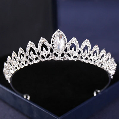 Ασημί Χρώμα Crysta Crowns and Tiaras Baroque Vintage Crown Tiara για Γυναικείες Διαδηλώσεις Νύφης Διαδήμων Γάμου Αξεσουάρ μαλλιών