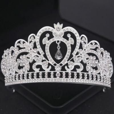Ασημί Χρώμα Crysta Crowns and Tiaras Baroque Vintage Crown Tiara για Γυναικείες Διαδηλώσεις Νύφης Διαδήμων Γάμου Αξεσουάρ μαλλιών