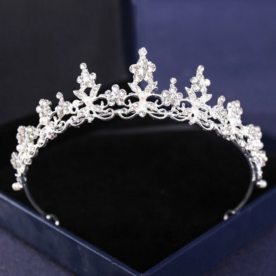 Ασημί Χρώμα Crysta Crowns and Tiaras Baroque Vintage Crown Tiara για Γυναικείες Διαδηλώσεις Νύφης Διαδήμων Γάμου Αξεσουάρ μαλλιών