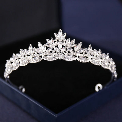 Ασημί Χρώμα Crysta Crowns and Tiaras Baroque Vintage Crown Tiara για Γυναικείες Διαδηλώσεις Νύφης Διαδήμων Γάμου Αξεσουάρ μαλλιών