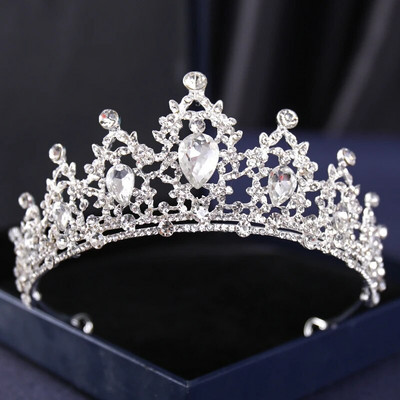 Ασημί Χρώμα Crysta Crowns and Tiaras Baroque Vintage Crown Tiara για Γυναικείες Διαδηλώσεις Νύφης Διαδήμων Γάμου Αξεσουάρ μαλλιών