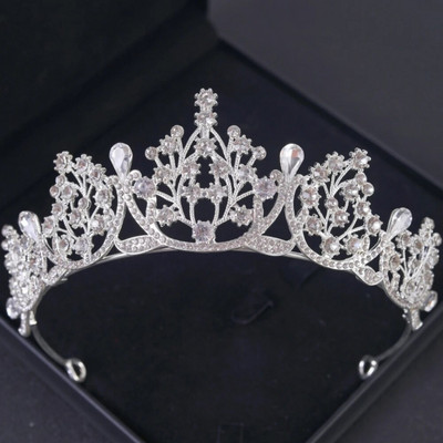Ασημί Χρώμα Crysta Crowns and Tiaras Baroque Vintage Crown Tiara για Γυναικείες Διαδηλώσεις Νύφης Διαδήμων Γάμου Αξεσουάρ μαλλιών