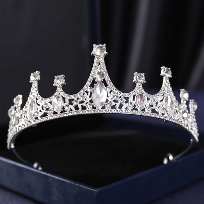 Ασημί Χρώμα Crysta Crowns and Tiaras Baroque Vintage Crown Tiara για Γυναικείες Διαδηλώσεις Νύφης Διαδήμων Γάμου Αξεσουάρ μαλλιών