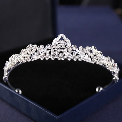 Ασημί Χρώμα Crysta Crowns and Tiaras Baroque Vintage Crown Tiara για Γυναικείες Διαδηλώσεις Νύφης Διαδήμων Γάμου Αξεσουάρ μαλλιών