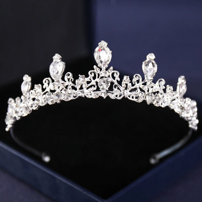 Ασημί Χρώμα Crysta Crowns and Tiaras Baroque Vintage Crown Tiara για Γυναικείες Διαδηλώσεις Νύφης Διαδήμων Γάμου Αξεσουάρ μαλλιών