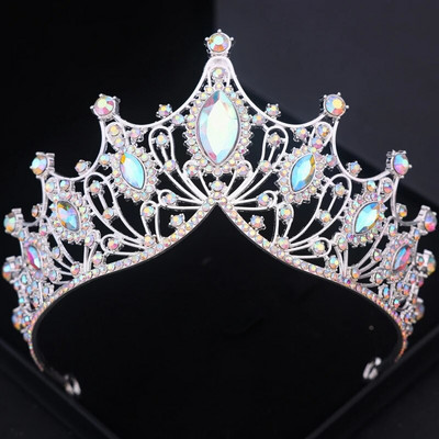 Ασημί Χρώμα Crysta Crowns and Tiaras Baroque Vintage Crown Tiara για Γυναικείες Διαδηλώσεις Νύφης Διαδήμων Γάμου Αξεσουάρ μαλλιών