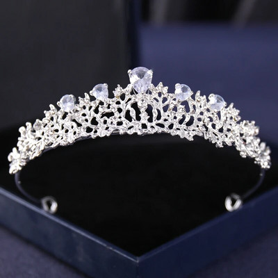 Ασημί Χρώμα Crysta Crowns and Tiaras Baroque Vintage Crown Tiara για Γυναικείες Διαδηλώσεις Νύφης Διαδήμων Γάμου Αξεσουάρ μαλλιών