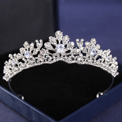 Ασημί Χρώμα Crysta Crowns and Tiaras Baroque Vintage Crown Tiara για Γυναικείες Διαδηλώσεις Νύφης Διαδήμων Γάμου Αξεσουάρ μαλλιών