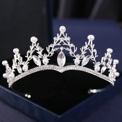 Ασημί Χρώμα Crysta Crowns and Tiaras Baroque Vintage Crown Tiara για Γυναικείες Διαδηλώσεις Νύφης Διαδήμων Γάμου Αξεσουάρ μαλλιών