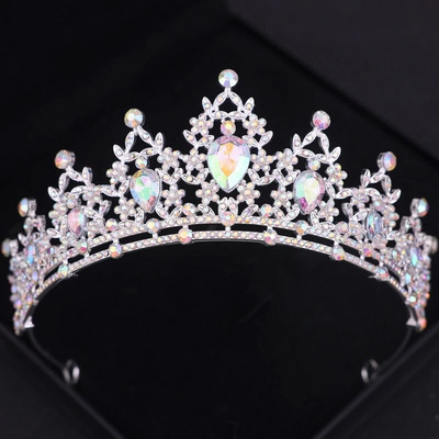 Ασημί Χρώμα Crysta Crowns and Tiaras Baroque Vintage Crown Tiara για Γυναικείες Διαδηλώσεις Νύφης Διαδήμων Γάμου Αξεσουάρ μαλλιών