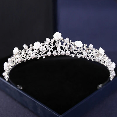 Ασημί Χρώμα Crysta Crowns and Tiaras Baroque Vintage Crown Tiara για Γυναικείες Διαδηλώσεις Νύφης Διαδήμων Γάμου Αξεσουάρ μαλλιών