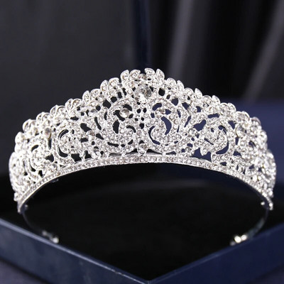 Ασημί Χρώμα Crysta Crowns and Tiaras Baroque Vintage Crown Tiara για Γυναικείες Διαδηλώσεις Νύφης Διαδήμων Γάμου Αξεσουάρ μαλλιών