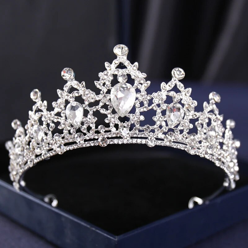 Ασημί Χρώμα Crysta Crowns and Tiaras Baroque Vintage Crown Tiara για Γυναικείες Διαδηλώσεις Νύφης Διαδήμων Γάμου Αξεσουάρ μαλλιών