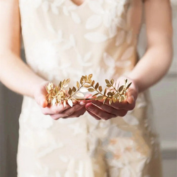 Leaf Style Wedding Party Crown Bridal Tiara Vintage Στεφάνη για μαλλιά Νύφη Χρυσό/Σιβερ Αξεσουάρ Κεφαλιού Νύφης Γυναικεία Κοσμήματα Κορδέλα μαλλιών