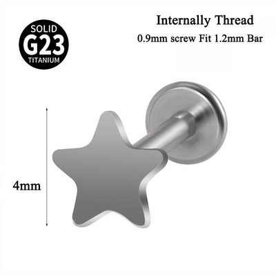 1PC ASTM F136 Star Moon Heart Labret iekšēji 0,9 mm vītne lūpu spirāle skrimšļa auss daivas pīrsings rotaslietas 16G