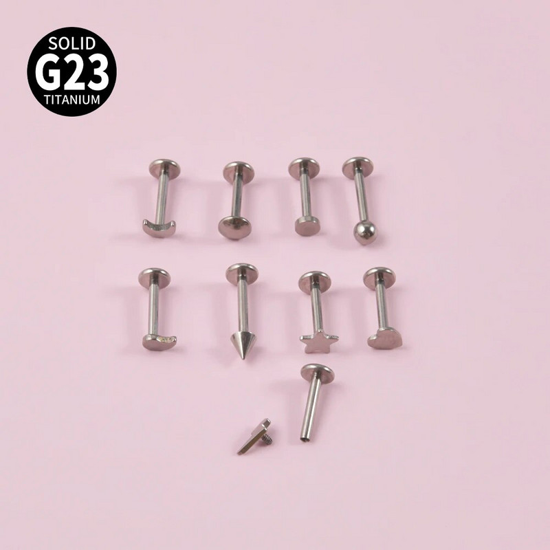 1PC ASTM F136 Star Moon Heart Labret iekšēji 0,9 mm vītne lūpu spirāle skrimšļa auss daivas pīrsings rotaslietas 16G