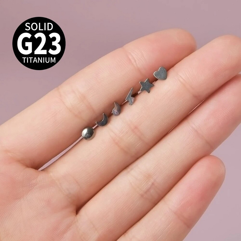 1PC ASTM F136 Star Moon Heart Labret iekšēji 0,9 mm vītne lūpu spirāle skrimšļa auss daivas pīrsings rotaslietas 16G
