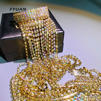 FYUAN Shine pilnas Kalnų krištolas plaukų segtukai moterims Bijoux Long Kutas Crystal Plaukų Priedai Vestuvių Banketų Papuošalai