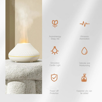 Аромадифузор с вулканичен пламък Лампа за етерично масло Използвайте електрически овлажнител за въздух Уред за охлаждане на мъгла с LED нощна лампа за дома