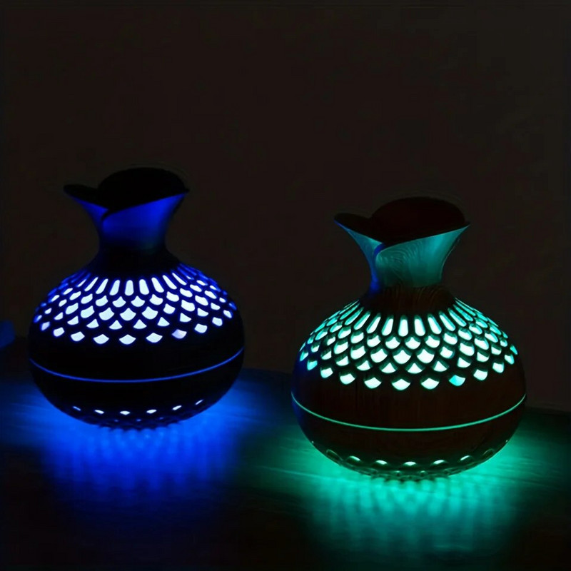 300ml koka vāze krāsaina gaisma Cool Mist Mitrinātājs Aromterapijas eļļa Difuzors usb mini gaiss Humidificador