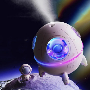 Космическа капсула Овлажнител за въздух USB Ултразвукова хладна мъгла Ароматерапевтичен воден дифузьор с LED светлина Астронавт Овлажнител