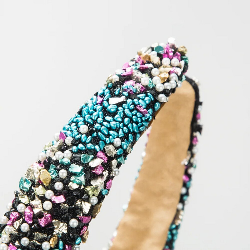 Modna nova plava traka za glavu Južna Koreja High Sense biserni dodaci za kosu od prirodnog kamena Visoka spužvasta traka za glavu na glavi 519