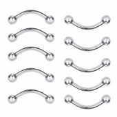 WKOUD 10GAB 16G tērauda izliekta stieņa bumba banānu uzacu ausu gredzeni uzacu pīrsings titāna anodēta krāsa ķermeņa rotaslietām