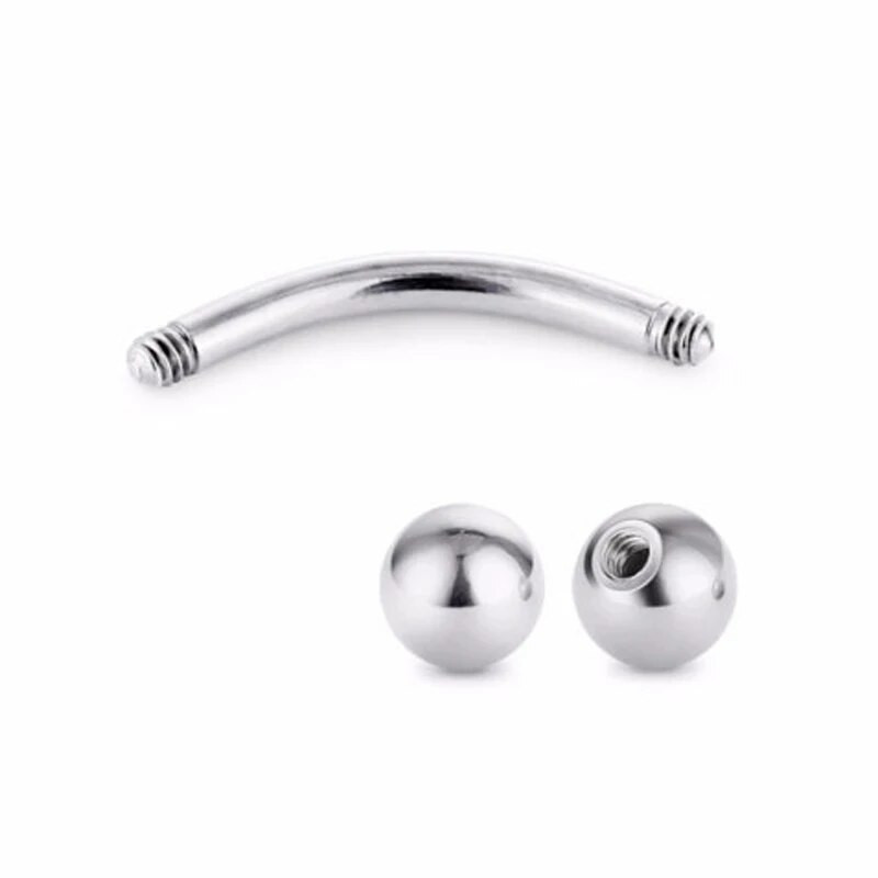 WKOUD 10GAB 16G tērauda izliekta stieņa bumba banānu uzacu ausu gredzeni uzacu pīrsings titāna anodēta krāsa ķermeņa rotaslietām