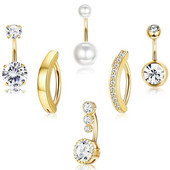 Drperfect srebrni pozlaćeni piercing za pupak kirurški prsten od nehrđajućeg čelika za pupak za žene Nakit za piercing za pupak