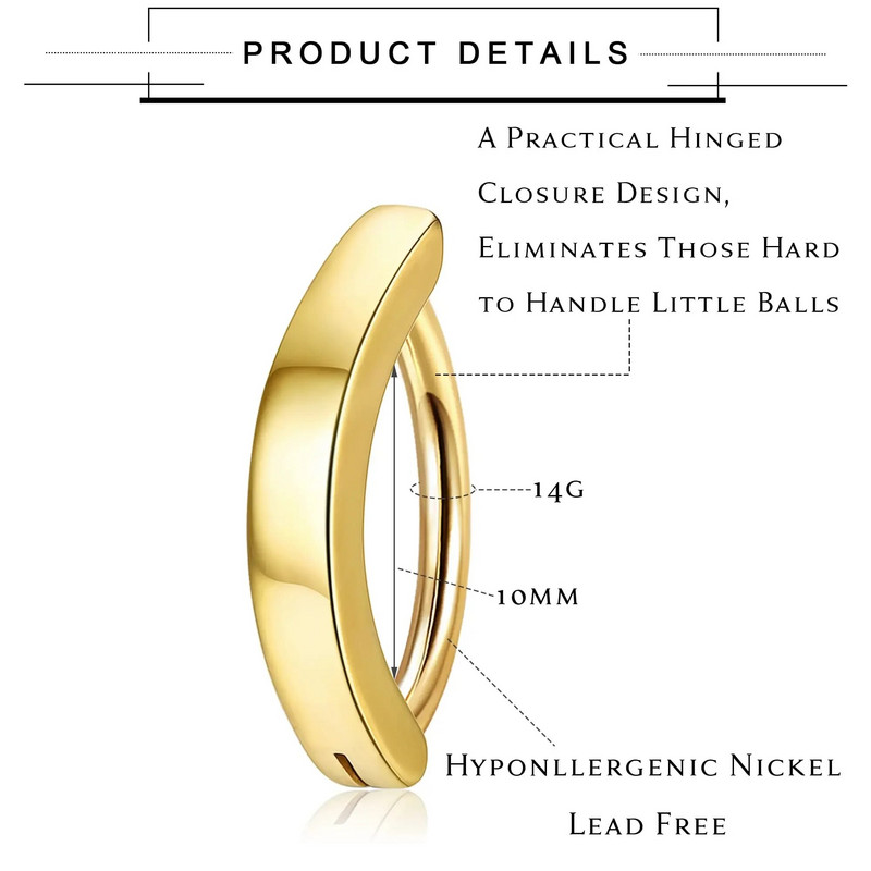 Drperfect srebrni pozlaćeni piercing za pupak kirurški prsten od nehrđajućeg čelika za pupak za žene Nakit za piercing za pupak