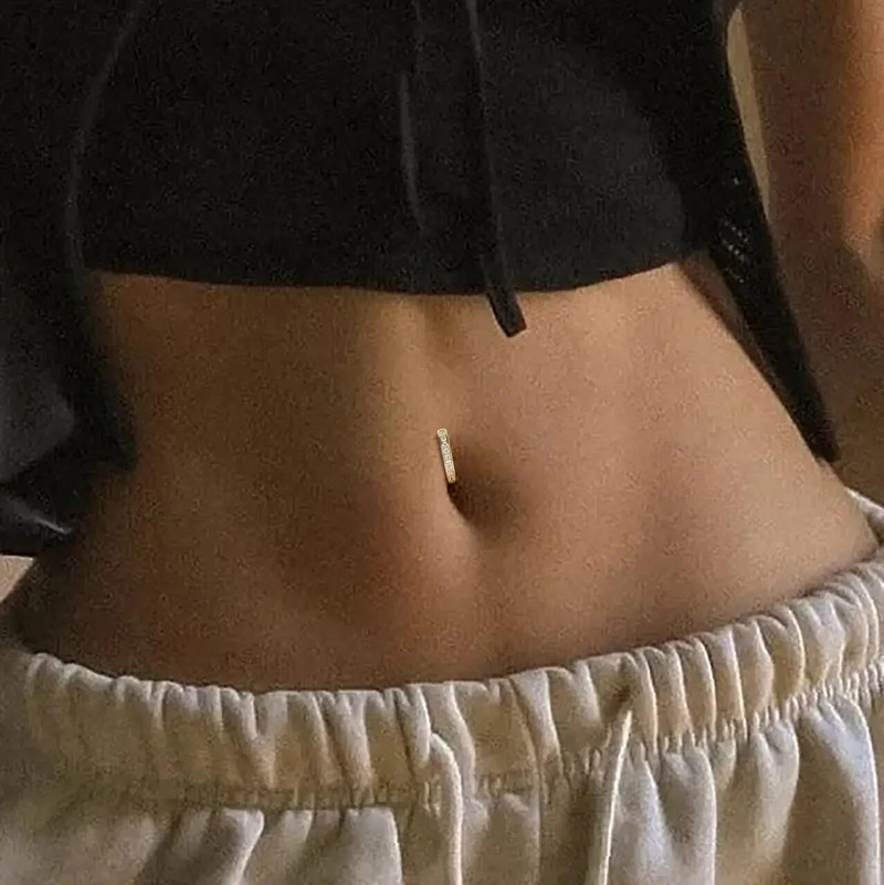 Drperfect srebrni pozlaćeni piercing za pupak kirurški prsten od nehrđajućeg čelika za pupak za žene Nakit za piercing za pupak