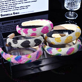 FYUAN Γυαλιστερές πολύχρωμες κορδέλες κεφαλής με στρας ροζ μαύρες κορδέλες κεφαλής βελούδινο για γυναίκες Αξεσουάρ μαλλιών Κοσμήματα