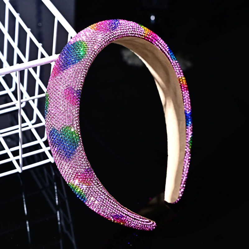 FYUAN Γυαλιστερές πολύχρωμες κορδέλες κεφαλής με στρας ροζ μαύρες κορδέλες κεφαλής βελούδινο για γυναίκες Αξεσουάρ μαλλιών Κοσμήματα