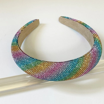 Μπαρόκ Rainbow Rhinestone Sponge Hairband Headband Αξεσουάρ μαλλιών για ενήλικες Hair Jewley