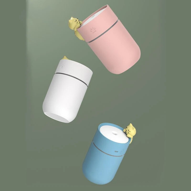 Gaisa mitrinātājs aromterapijas mašīna Karikatūras kaķu aromātu difuzors ar nakts gaismu USB aukstās miglas automāts mājas svaiga gaisa attīrītājam