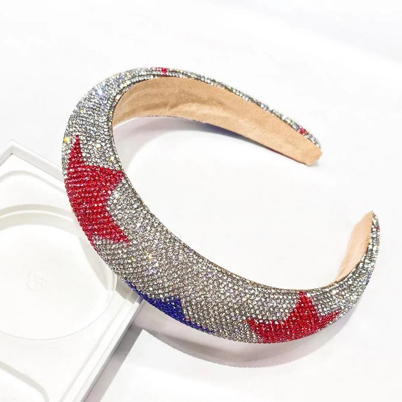 Γυναικεία Κορίτσια Αστέρι σημαία με σφουγγάρι, κορδέλα κεφαλής, Ημέρα της ανεξαρτησίας Αξεσουάρ μαλλιών για ενήλικες Hair Jewley