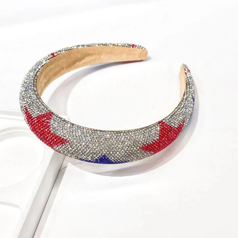 Γυναικεία Κορίτσια Αστέρι σημαία με σφουγγάρι, κορδέλα κεφαλής, Ημέρα της ανεξαρτησίας Αξεσουάρ μαλλιών για ενήλικες Hair Jewley