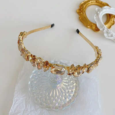 Pilnīga Rhinestone luksusa sūkļa galvas saite, biezināta sieviešu paaugstinoša Rhinestone matu lente 2022. gada jauna korejiešu dizaina matu aksesuāri