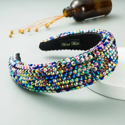 Pilnīga Rhinestone luksusa sūkļa galvas saite, biezināta sieviešu paaugstinoša Rhinestone matu lente 2022. gada jauna korejiešu dizaina matu aksesuāri