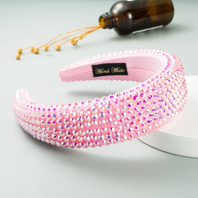 Pilnīga Rhinestone luksusa sūkļa galvas saite, biezināta sieviešu paaugstinoša Rhinestone matu lente 2022. gada jauna korejiešu dizaina matu aksesuāri