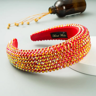 Pilnīga Rhinestone luksusa sūkļa galvas saite, biezināta sieviešu paaugstinoša Rhinestone matu lente 2022. gada jauna korejiešu dizaina matu aksesuāri