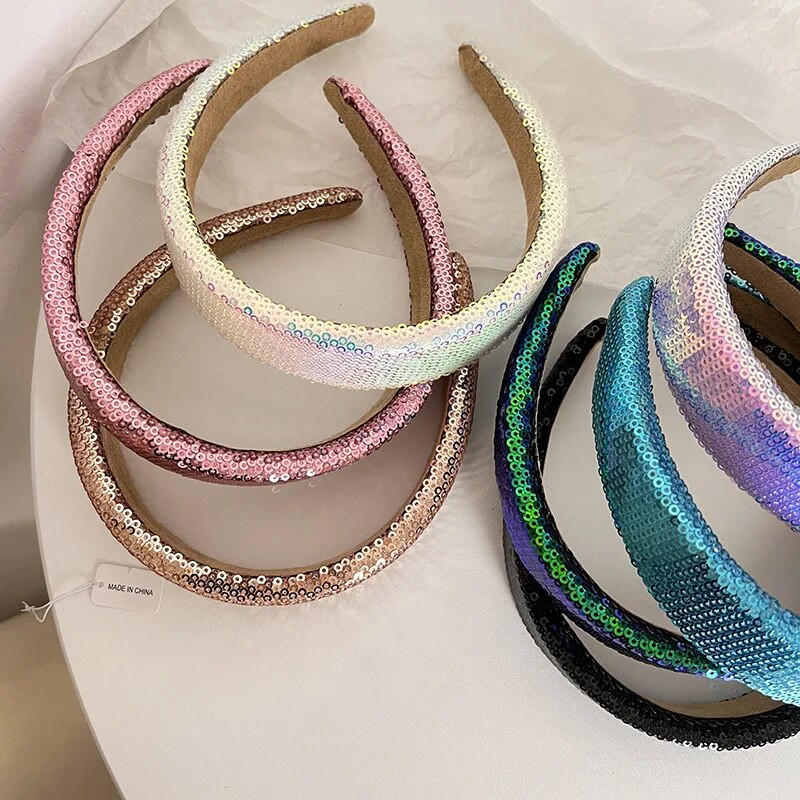 Matu lentes ar fliteriem Matu lentes meitenēm Glitter Hairsthoops Mermaid Hair Y2k aksesuāri Galvas lente ballītei