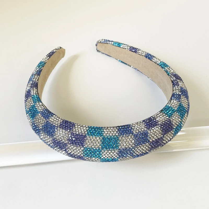 Baroka pleds Krāsains Rhinestone Sponge Polsterēta Matu Lente Galvas saite Pieaugušajiem Matu Aksesuāri Matu Jewley