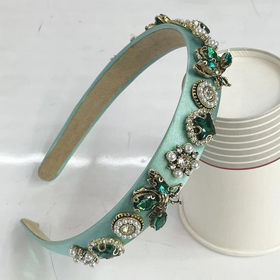 Μπαρόκ Rhinestone Glass Stone Bee Handmade Headbands Hairbands for Women Girls Hair Accessories