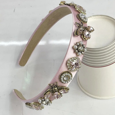 Μπαρόκ Rhinestone Glass Stone Bee Handmade Headbands Hairbands for Women Girls Hair Accessories
