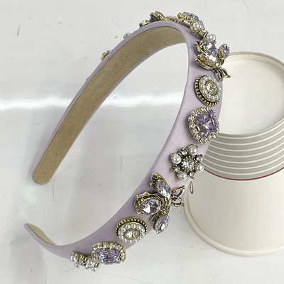 Μπαρόκ Rhinestone Glass Stone Bee Handmade Headbands Hairbands for Women Girls Hair Accessories